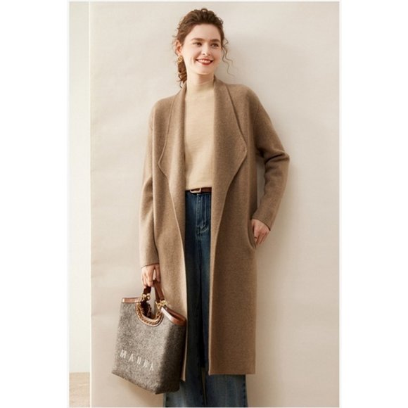 Light Luxury - Women's Long Cashmere Knitted Cardigan - Picture 8 of 14